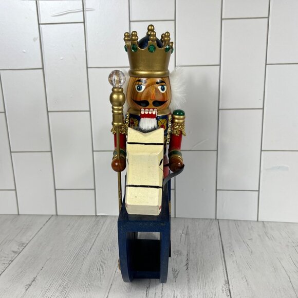 Vintage Wooden King Nutcracker Riding Horse Rocking Figurine - Picture 9 of 11